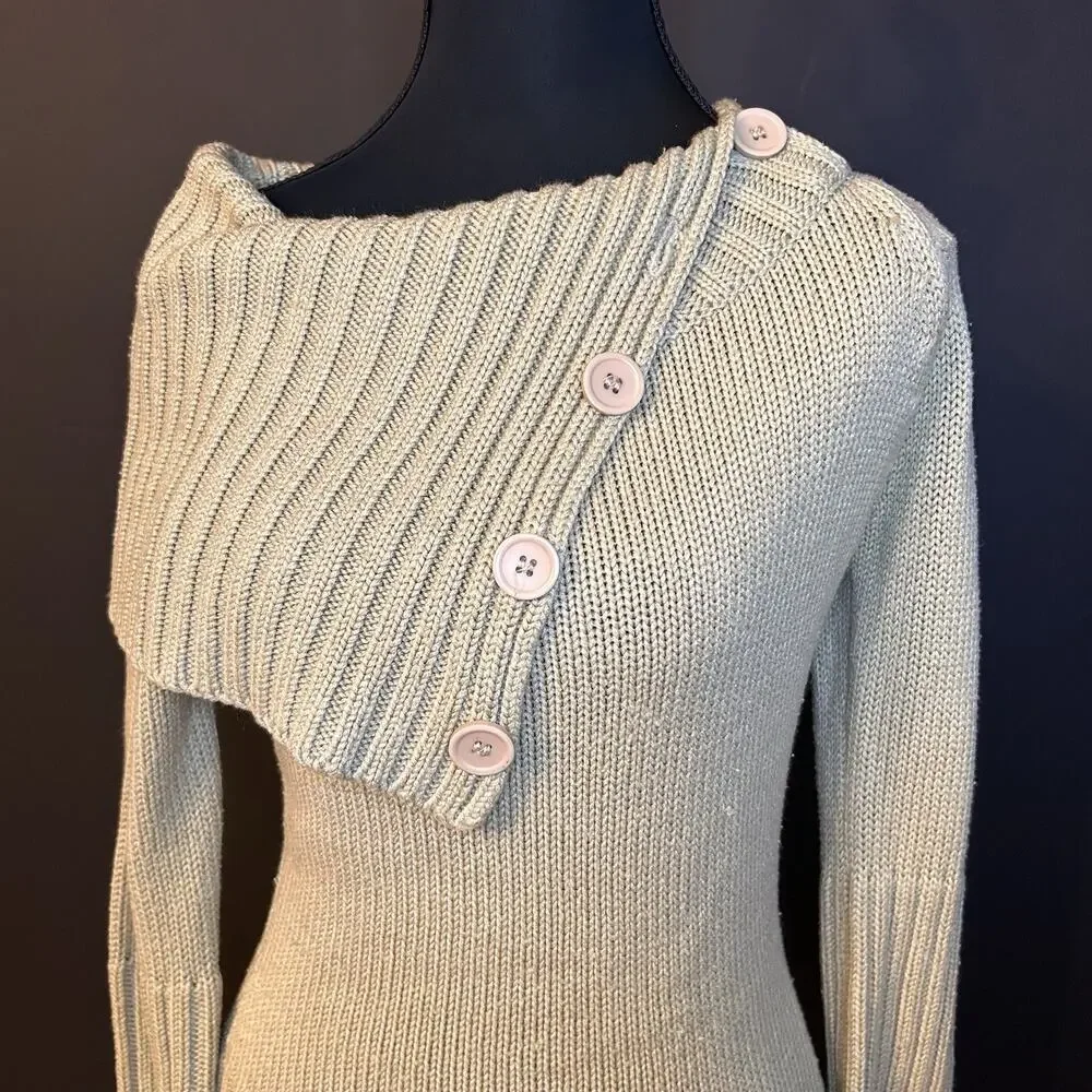 Y2K Chesley Knitted Off-the-shoulder Sweater with Buttons #Knitwear Size Small - Picture 2 of 5